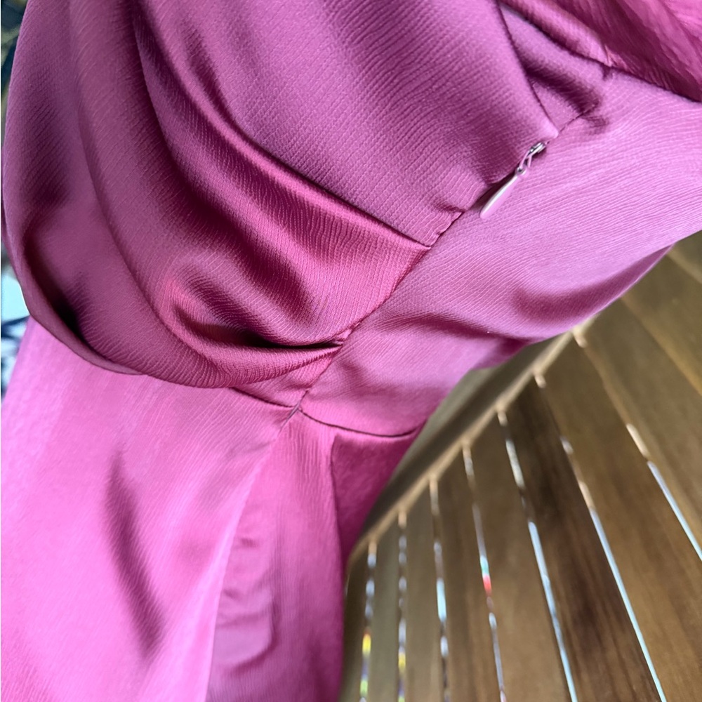 One-Shoulder Burgundy Maxi Dress with Long Sleeve - Picture 3 of 16